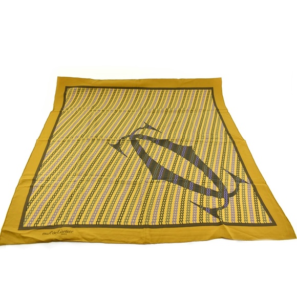CARTIER Goldenrod, "Double C" Logo Silk Scarf (nn) - Picture 1 of 8
